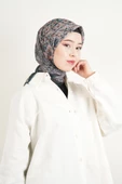 Etnik Desen Soft Eşarp - Gri - 1