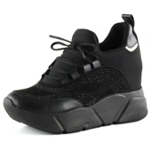 Erkan Saçmacı Eleanor Siyah Süet Streç Taşlı Gizli Dolgu Topuklu Günlük Ayakkabı - 1