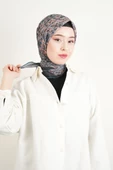 Etnik Desen Soft Eşarp - Gri - 2