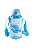BANGDA MAVİ PASLANMAZ ÇELİK YUNUS DESENLİ ÇANTALI ÇOCUK TERMOSU 600ML - 1