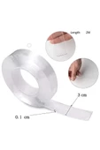 2 Metre Çift Taraflı Şeffaf Nano Bant Güçlü Yapıştırıcı Resim Kablo Sabitleme Bandı Halı Kaydırmaz - 1