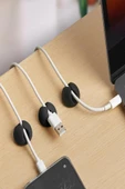 10 Adet Kablo Tutucu Klips Şarj Usb Telefon Kablosu Sabitleyici Yapışkanlı Masa Araç Düzenleyici thumbnail 5