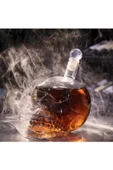 1 Litre Kuru Kafa Cam Şişe Viski Likör Şarap Hediyelik Karaf Kafatası Tasarım Hediye Karafı Şişesi - 1