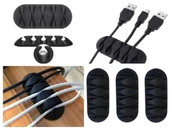 3 lü 5 Kanallı Kablo Fiş Tutucu Düzenleyici Yapışkanlı Masa Şarj Usb Kablosu Tutucu Toparlayıcı - 7