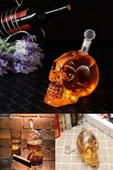 1 Litre Kuru Kafa Cam Şişe Viski Likör Şarap Hediyelik Karaf Kafatası Tasarım Hediye Karafı Şişesi - 5