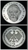 Escoines Koleksiyon 783ced6dbced 1997 Almanya 2Mark Prof Baskı Ludwig Erhard. 40.Yıldönümü eski para - 1