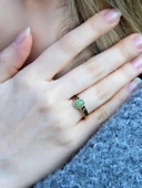 Doğal Taş Yeşil Akik Doğal Taşlı Ayarlanabilir Antik Kadın Yüzük euy54ya thumbnail 1