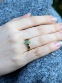 Doğal Taş Yeşil Akik Doğal Taşlı Ayarlanabilir Antik Kadın Yüzük euy54ya thumbnail 2