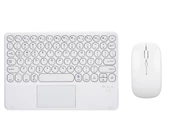 Xiaomi Redmi Pad 5 11" Uyumlu Kablosuz Bluetooth Şarjlı TouchPad'li Klavye Mouse Seti - Beyaz - 1
