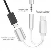 Type-C to 3.5mm Kulaklık Çevirici Aux Kulaklık + Şarj Dönüştürücü - 5