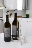 Digithome Petra 2'li Krem Metal Standlı Ahşap Saplı Yağdanlık Seti Gümüş Etiketli Amber Yağlık 750 ML - 3