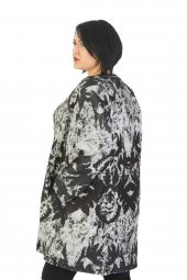 Fierte Kadın Büyük Beden Kaban Ayl3227 Yuvarlak Yaka Uzun Kol Çıt Çıt Kapama Spor Cep Desen Astar Keçe Kap Siyah - 3