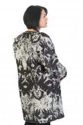 Fierte Kadın Büyük Beden Kaban Ayl3227 Yuvarlak Yaka Uzun Kol Çıt Çıt Kapama Spor Cep Desen Astar Keçe Kap Siyah - 4