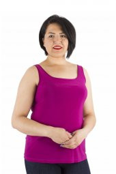 Fierte Kadın Büyük Beden Bluz Atlet Lm001 Geniş Yaka Askılı Spor Basic Yeşil Lacivert Beyaz Fuşya Siyah Haki - 4