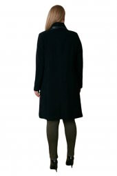 Fierte Kadın Büyük Beden Kaban Rg9709 Yaka Detay Düğme Kapama Cep Astar Yün Karışım Kaşe Uzun Camel Bordo Haki Siyah - 4