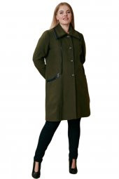 Fierte Kadın Büyük Beden Kaban Rg9709 Yaka Detay Düğme Kapama Cep Astar Yün Karışım Kaşe Uzun Camel Bordo Haki Siyah - 10