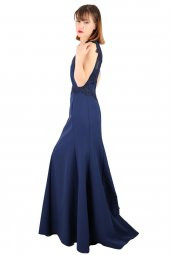 Fierte Kadın Büyük Beden Abiye Elbise Tn7640 Yuvarlak Yaka Düğün Mezuniyet Mürdüm Fuşya - 4