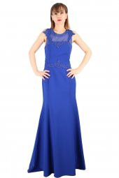 Fierte Kadın Büyük Beden Abiye Elbise Tn7640 Yuvarlak Yaka Düğün Mezuniyet Mürdüm Fuşya - 8