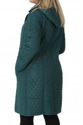 Fierte Kadın Büyük Beden Kaban Bşr8003 Çıkabilen Kapüşon Düğme Kapama Uzun Kol Spor Cep Kapitone Down Coat Kahverengi Yeşil Kırmızı - 5