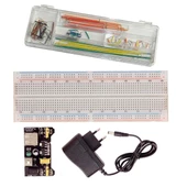 MB-102 Breadboard, 140 Parça Jumper Kablo Kiti, Breadboard Güç Kartı, 12V 500mA Adaptör thumbnail 1