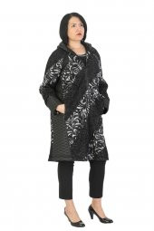 Fierte Kadın Büyük Beden Kaban Ayl70942 Sabit Kapüşon Fermuar Kapama Uzun Kol Spor Çift Cep Kaşe Kapitone Kombin Astar  Manto Siyah - 2