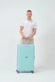 Keo-Plus Turkuaz-Lila Büyük Boy Silikon Kırılmaz PP Valiz - 7