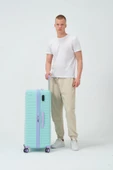 Keo-Plus Turkuaz-Lila Büyük Boy Silikon Kırılmaz PP Valiz - 4