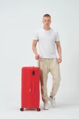 Keo-Plus Kırmızı Büyük Boy Silikon Kırılmaz PP Valiz thumbnail 1