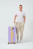 Keo-Plus Lila-Sarı Büyük Boy Silikon Kırılmaz PP Valiz thumbnail 1