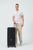 Keo-Plus Siyah Büyük Boy Silikon Kırılmaz PP Valiz thumbnail 4