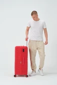 Keo-Plus Kırmızı Büyük Boy Silikon Kırılmaz PP Valiz thumbnail 3