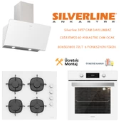 Silverline Beyaz Cam Ankastre Set 3457 - CS5335W01 - BO6502W02 - 3