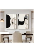 Harikabirev HARİKABİREV|KREM SİYAH RENK SOYUT ŞEKİL KOMBİNİ 01|ÇERÇEVELİ CAM TABLO  2Lİ DİKEY thumbnail 1