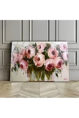 Harikabirev HARİKABİREV|KIRILMAZ CAM (TEMPERLİ) PEMBE-BEYAZ ÇİÇEK TABLOSU 01 |TMTEKLİ thumbnail 1
