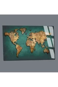 Harikabirev HARİKABİREV|KIRILMAZ CAM (TEMPERLİ) TURKUAZ DÜNYA HARİTASI TABLOSU 01 |TMTEKLİ thumbnail 3