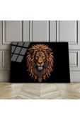 Harikabirev HARİKABİREV|KIRILMAZ CAM (TEMPERLİ) SİYAH-GOLD ASLAN TABLOSU 01|TMTEKLİ thumbnail 1