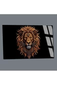 Harikabirev HARİKABİREV|KIRILMAZ CAM (TEMPERLİ) SİYAH-GOLD ASLAN TABLOSU 01|TMTEKLİ thumbnail 3
