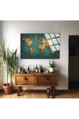 Harikabirev HARİKABİREV|KIRILMAZ CAM (TEMPERLİ) TURKUAZ DÜNYA HARİTASI TABLOSU 01 |TMTEKLİ thumbnail 2