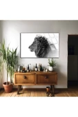 Harikabirev HARİKABİREV|KIRILMAZ CAM (TEMPERLİ) SİYAH-BEYAZ ASLAN TABLOSU 1|TMTEKLİ thumbnail 2