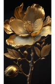 Harikabirev |gold-siyah Çiçek Kombini 02 |pleksi Çerçeveli Mdf Tablo 3dky thumbnail 3