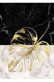 Harikabirev |gold-siyah Mermer Desen Yaprak Kombini|pleksi Çerçeveli Mdf Tablo 3dky thumbnail 4