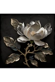 Harikabirev |siyah-beyaz Çiçek Kombini 01 |pleksi Çerçeveli Mdf Tablo 3dky thumbnail 3