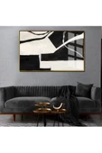 Harikabirev HARİKABİREV|ANTRASİT GRİ-SİYAH-KREM SOYUT ŞEKİL 1|ÇERÇEVELİ TEMPERLİ CAM TABLO TEKLİ YATAY thumbnail 1