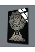 Harikabirev HARİKABİREV|KIRILMAZ CAM (TEMPERLİ) SİYAH-GOLD YAŞAM AĞACI TABLOSU |TMTEKLİ thumbnail 1
