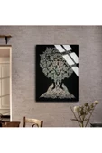 Harikabirev HARİKABİREV|KIRILMAZ CAM (TEMPERLİ) SİYAH-GOLD YAŞAM AĞACI TABLOSU |TMTEKLİ thumbnail 2
