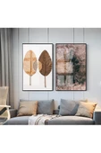 Harikabirev HARİKABİREV|KÜTÜK VE SONBAHAR YAPRAKLARI KOMBİNİ 1 |ÇERÇEVELİ CAM TABLO  2Lİ DİKEY thumbnail 1