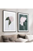 Harikabirev HARİKABİREV|SOFT RENK ORTANCA ÇİÇEK KOMBİNİ |ÇERÇEVELİ CAM TABLO  2Lİ DİKEY thumbnail 1