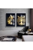 Harikabirev HARİKABİREV|GOLD-SİYAH YAŞAM AĞACI VE BALIK KOMBİNİ |ÇERÇEVELİ CAM TABLO  2Lİ DİKEY thumbnail 1