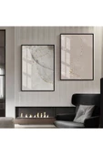 Harikabirev HARİKABİREV|GRİ-GOLD DESENLİ SOYUT KOMBİNİ 003 |ÇERÇEVELİ CAM TABLO  2Lİ DİKEY thumbnail 1