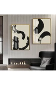 Harikabirev HARİKABİREV|SİYAH-BEJ DESENLİ SOYUT KOMBİNİ 1 |ÇERÇEVELİ CAM TABLO  2Lİ DİKEY thumbnail 1